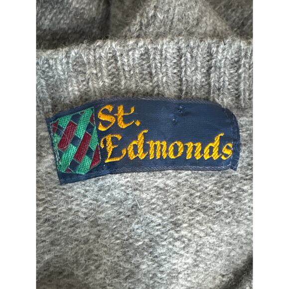 Vintage Gray Grey Wool Crew Neck Sweater Cable Knit Womens Medium - Picture 4 of 6